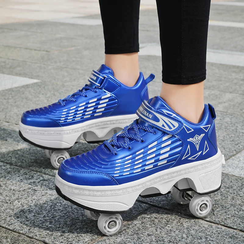 

Children Boy Girl Deformation Roller Skate Shoes with 4 Wheels Kids Wheel Skating Sneakers for Boys Girls Tennis Sneaker Shoes