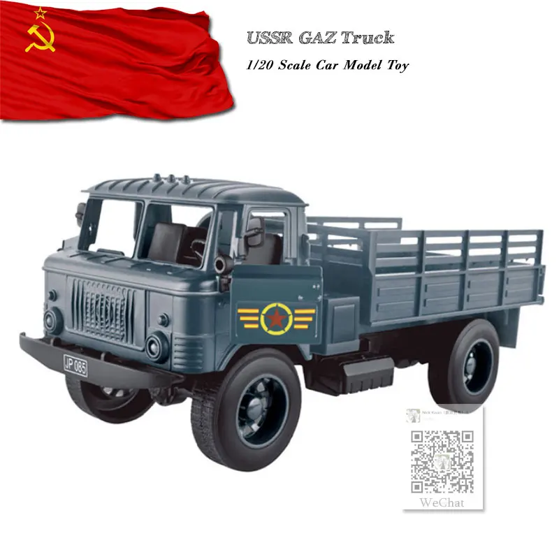 1/20 масштабная модель автомобиля, игрушки Второй мировой войны, GAZ, грузовик, звук и светильник, литая под давлением, металлическая модель автомобиля, игрушка для коллекции, подарка, детей