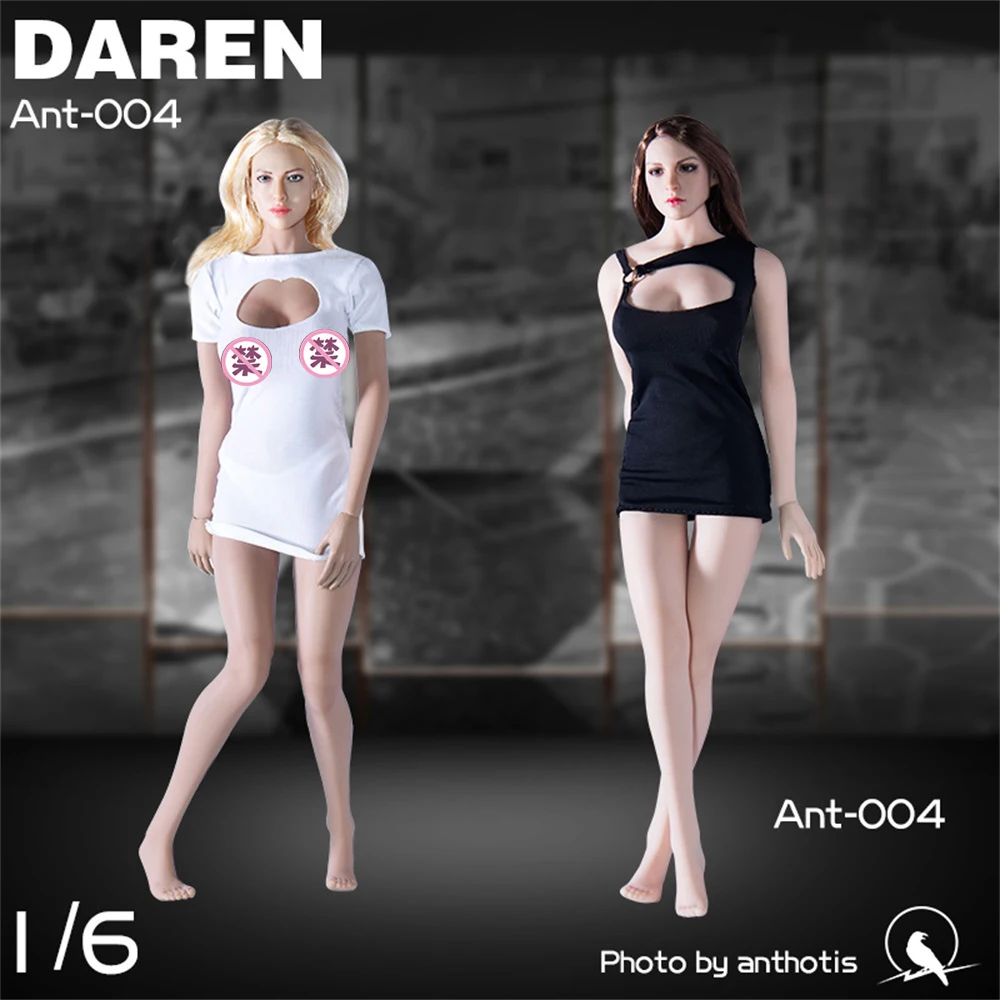 

1/6 Female Black/White Dress Short Sleeve Bodycon Tights Fit12'' Large Bust Figures Body