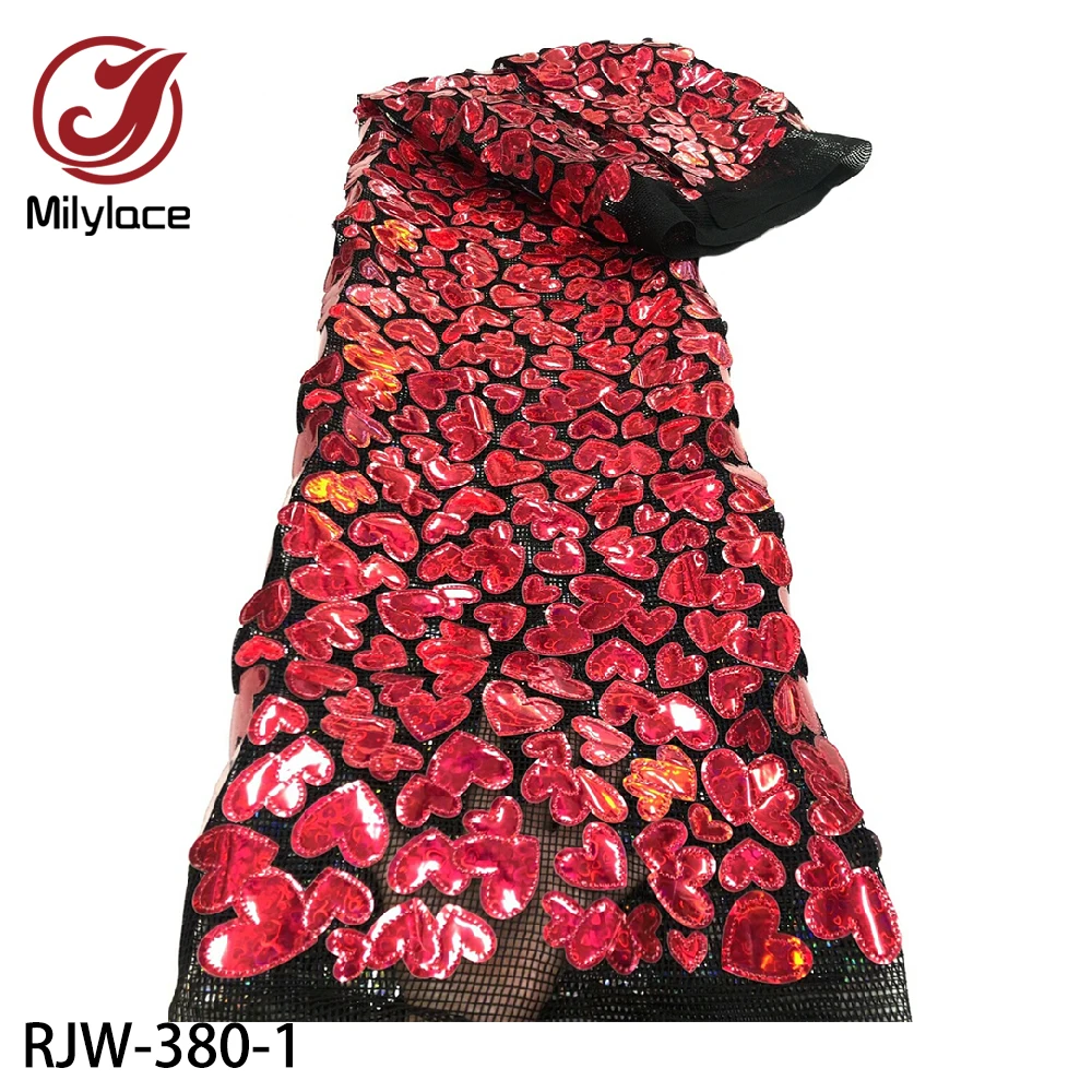 

Milylace Fashion Sequins Lace Fabric 2020 High Quality Mesh Lace Fabric 5yards for Nigerian Party Dress RJW-380