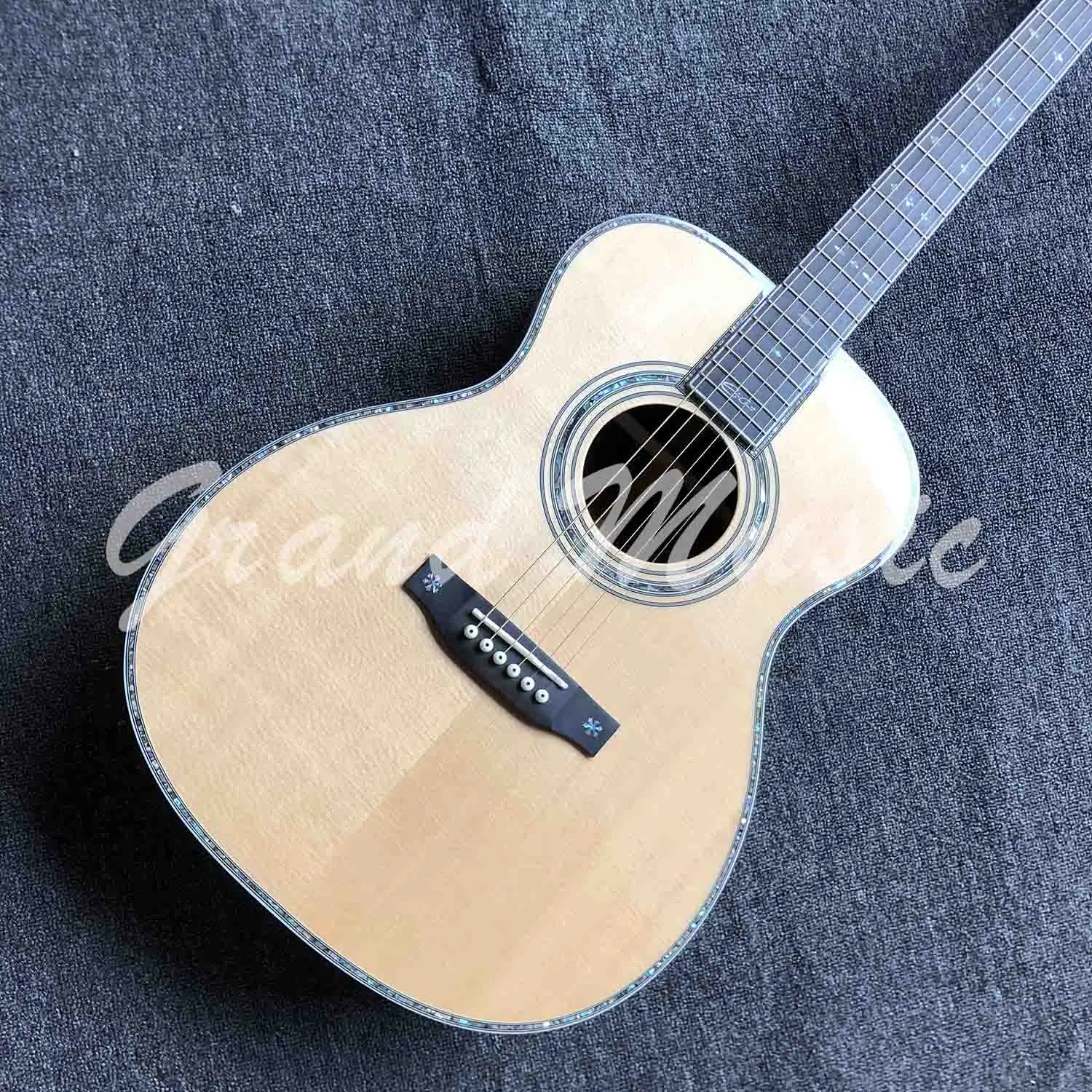 Custom Solid Spruce Wood Abalone Binding Acoustic Guitar 39 Inches 000 |