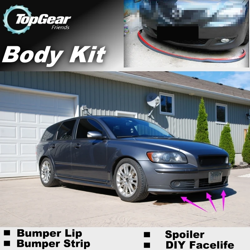 Дефлектор губ бампера для Volvo V50 2004 ~ 2012 передняя юбка спойлера ДЛЯ TopGear Friends тюнинг