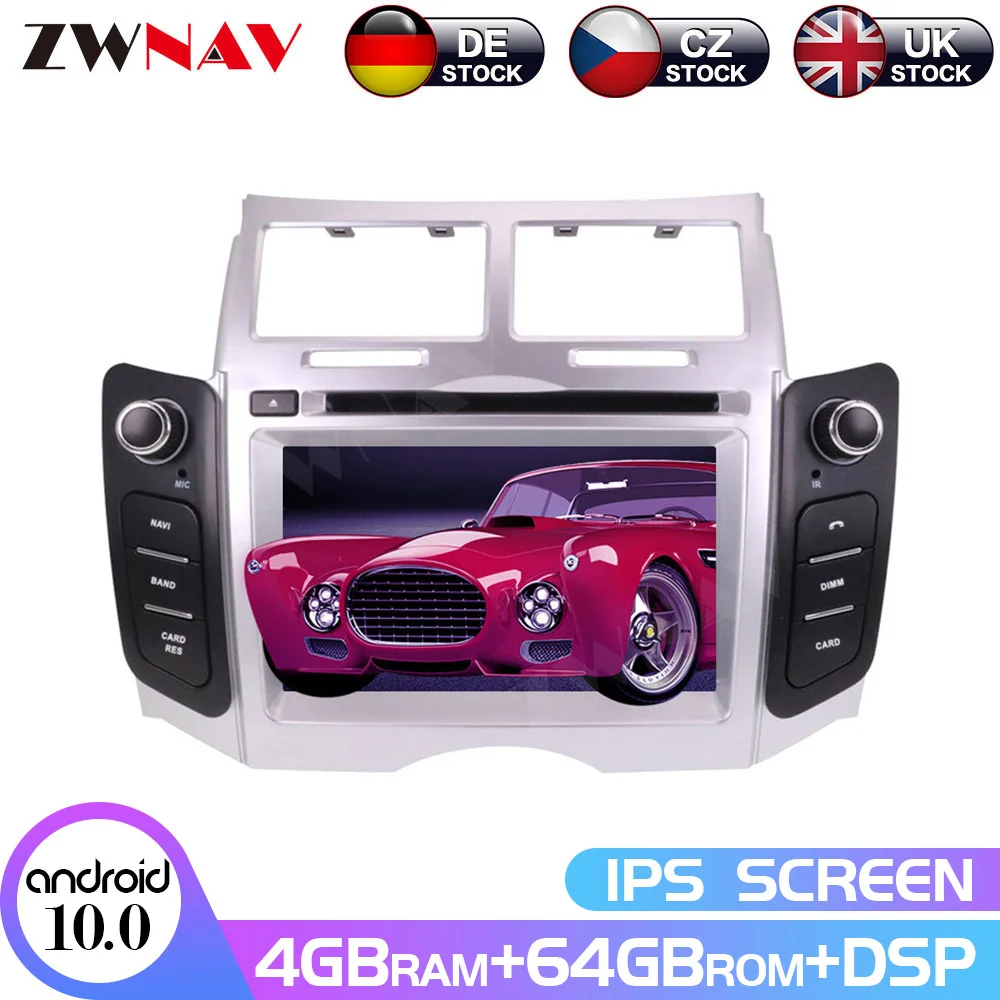 Андроид 10 8 ядро Оперативная память 4G Встроенная 64G для Toyota Yaris 2005 2006 2007 2011 DSP IPS