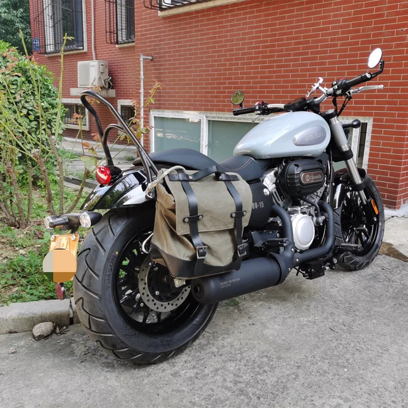 

High Capacity Motorcycle Saddle Bag Men Retro Waxing Waterproof Luggage Bags Moto Motorbike Unilateral Side Bag
