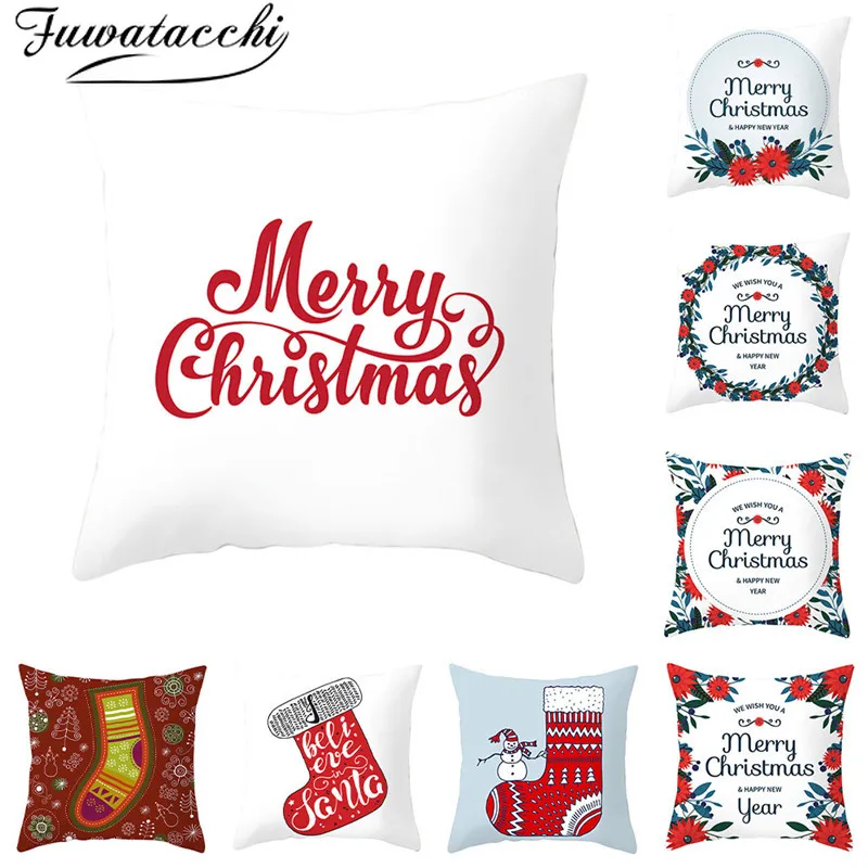 Новогодняя наволочка для подушки Fuwatacchi рождественские наволочки подарочные