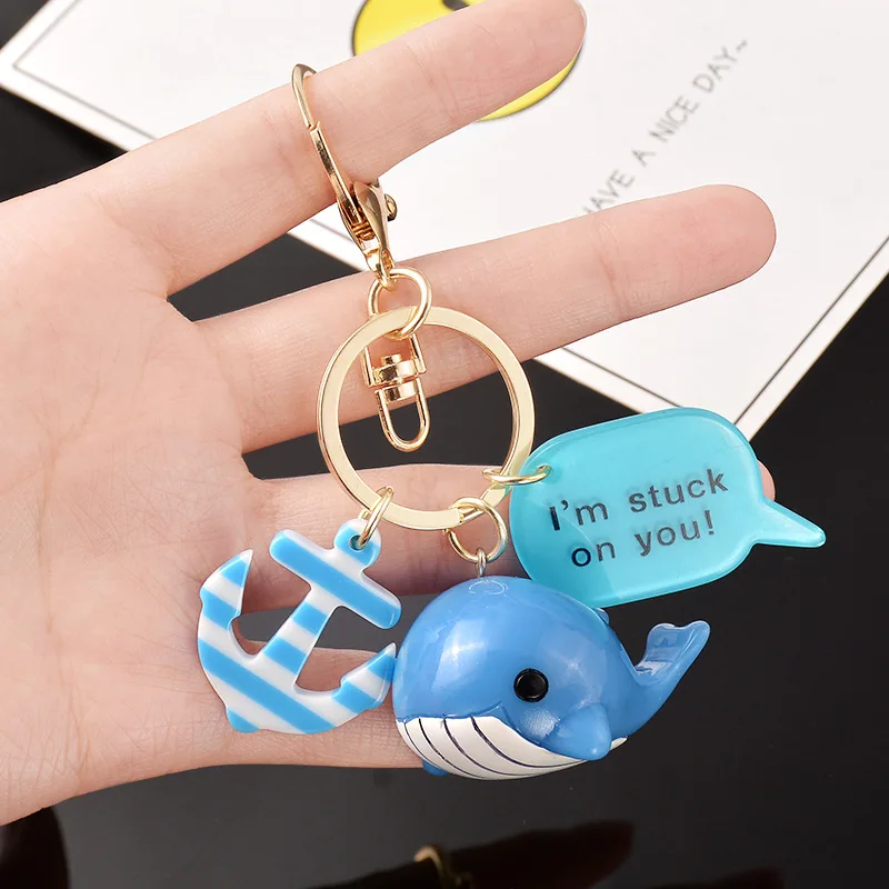 

Creative Diy Cute Cartoon Little Whale Couple Student Keychain Bag Pendant Keychain Pouch