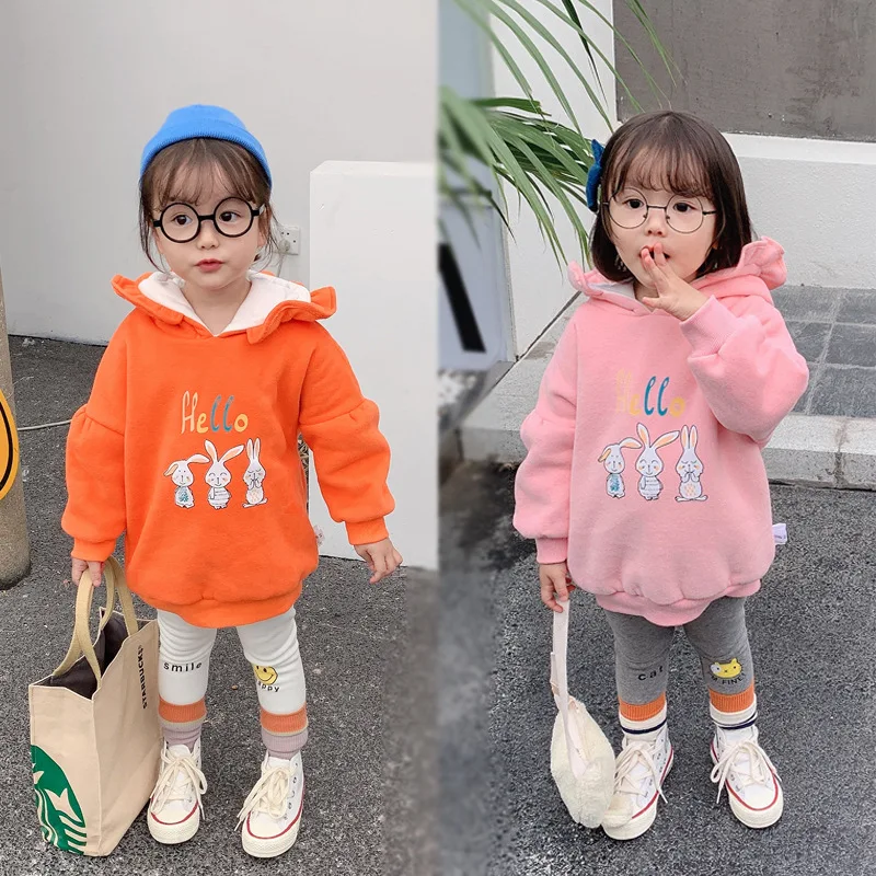 Осень зима милые мягкие флисовые длинные толстовки с рисунком для девочек чистый