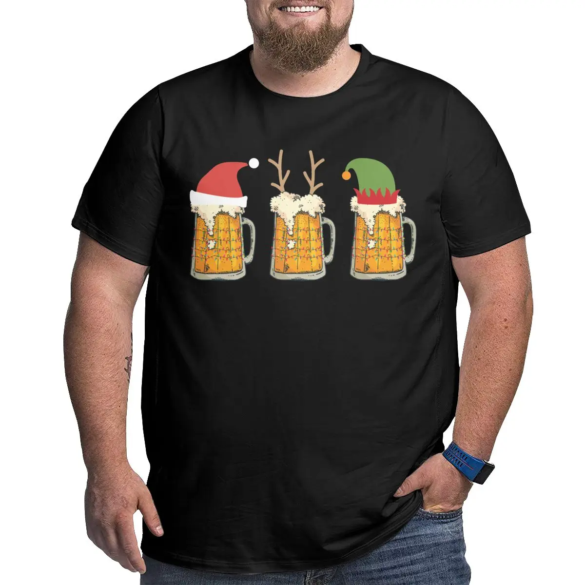 

Футболка мужская с принтом рождественских кружек, 100% хлопок, размеры до 6XL