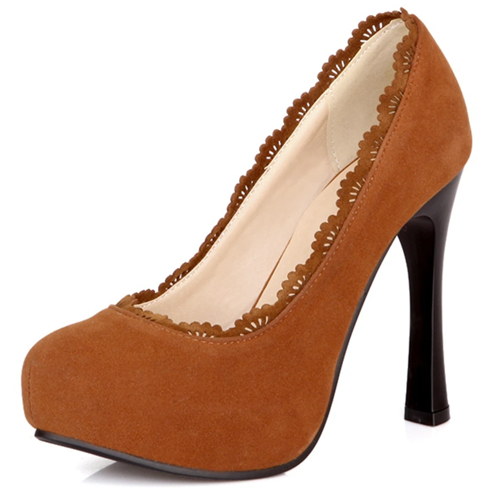 

RIBETRINI Elegant Women Shoes Women Slip On Solid Platform Shallow Pumps Thin High Heel Wedding Mature Fashion Pumps