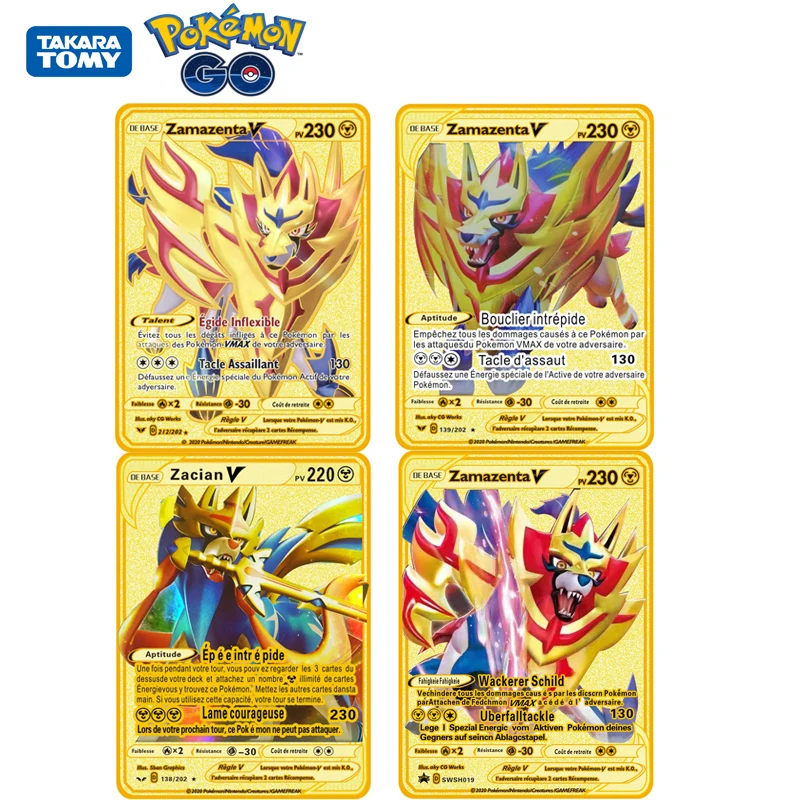 

Новинка 2021, Покемон, золотые карты, металлическая карта, V-образная карта, Фотогалерея золотых карт, подарок для детей