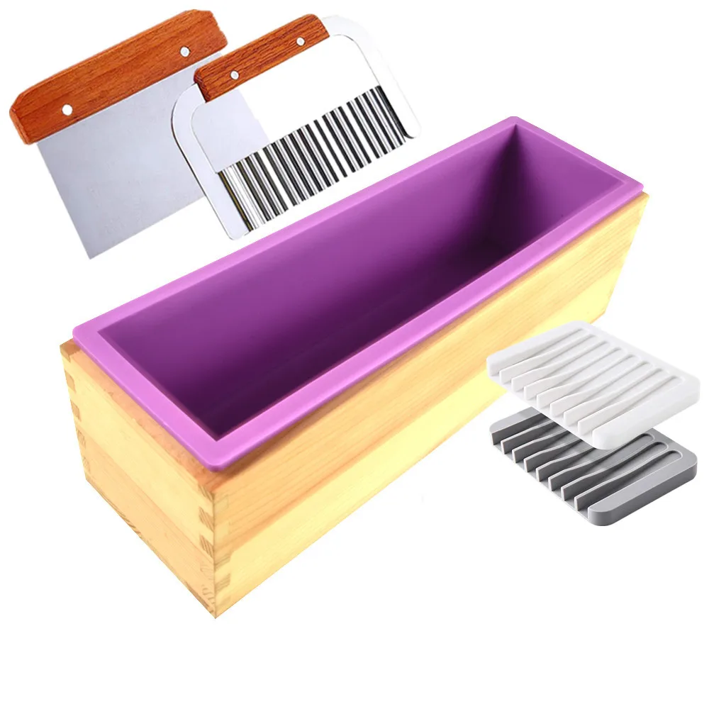 

Набор силиконовых форм для мыла ручной работы, 4 шт./компл., с деревянной коробкой, 2 кусачки из нержавеющей стали, силиконовая мыльница