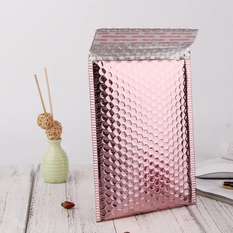 

Waterproof express bubble bag gift packaging envelope Multi Size rose gold aluminum foil transportation bag
