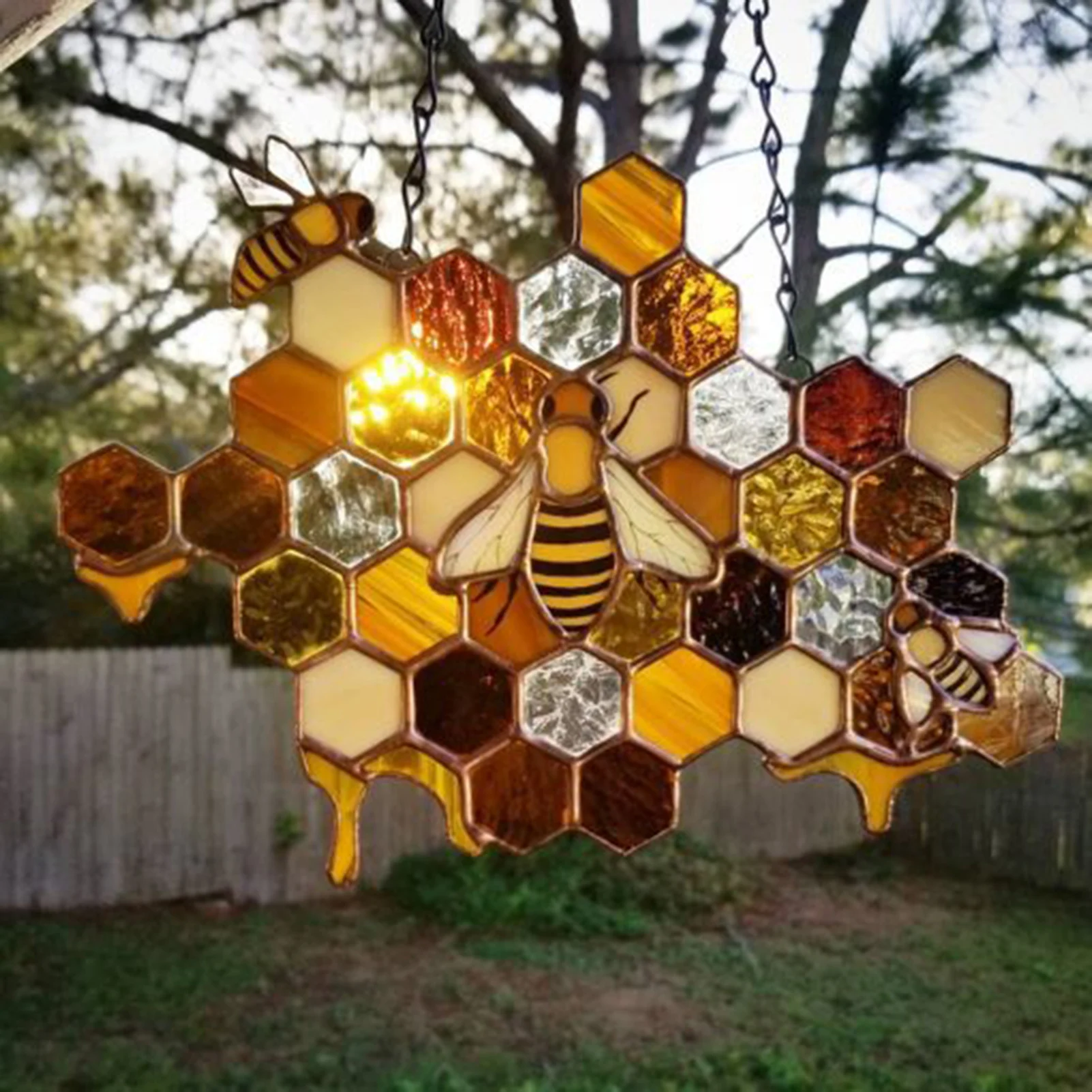 

Bee Honeycomb Sun Catcher Window Hanging Ornament Decoration Beehive Pendan Honeycomb Art Decoration For Home Garden gorgeous
