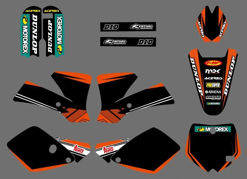 

0529 NEW STYLE(Orange&White)TEAM GRAPHICS & BACKGROUNDS DECALS STICKERS Kits for KTM SX 65 2002 2003 2004 2005 2006 2007 2008