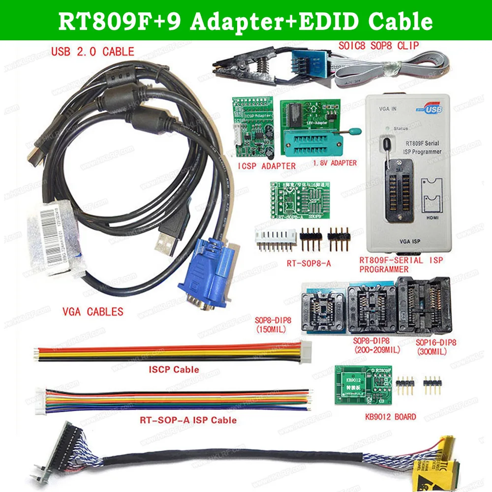 RT809F программист все адаптеры SOP8 IC клип материнская плата считыватель LCD + PEB 1 EDID ISP