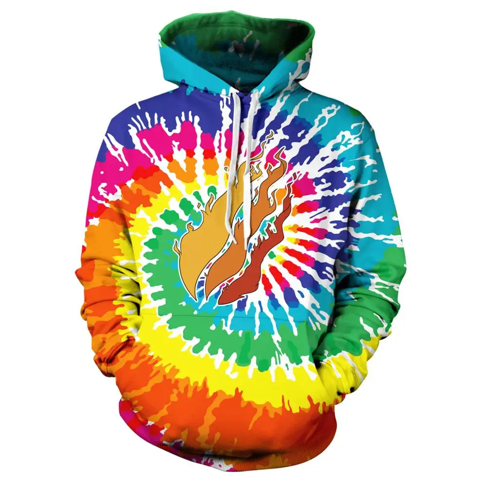 Новинка 2020 брендовая Толстовка с принтом радуги три огня 3D принт разные цвета