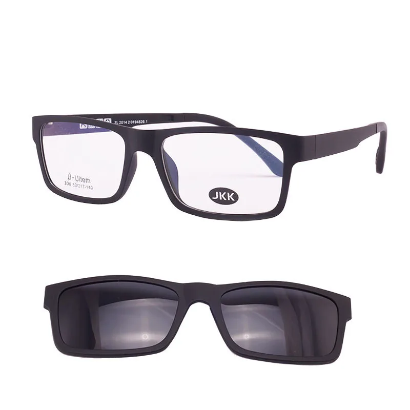 Full Frame Male and Female myopia Glasses Magnet Clip Small Size Eyeglasses 50 Sand Black Polarizing Sunglasses JKK104