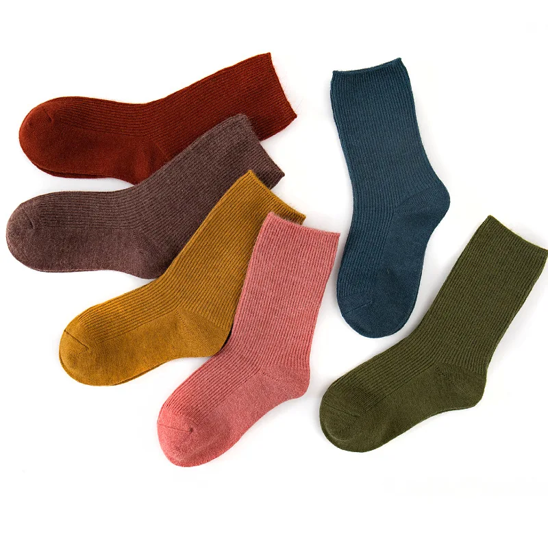 Calcetines gruesos de lana para ni&ntilde;o y ni&ntilde;a, medias gruesas y c&aacute;lidas para beb&eacute; y ni&ntilde;a, de Color s&oacute;lido, de 1 a 12 a&ntilde;os-5