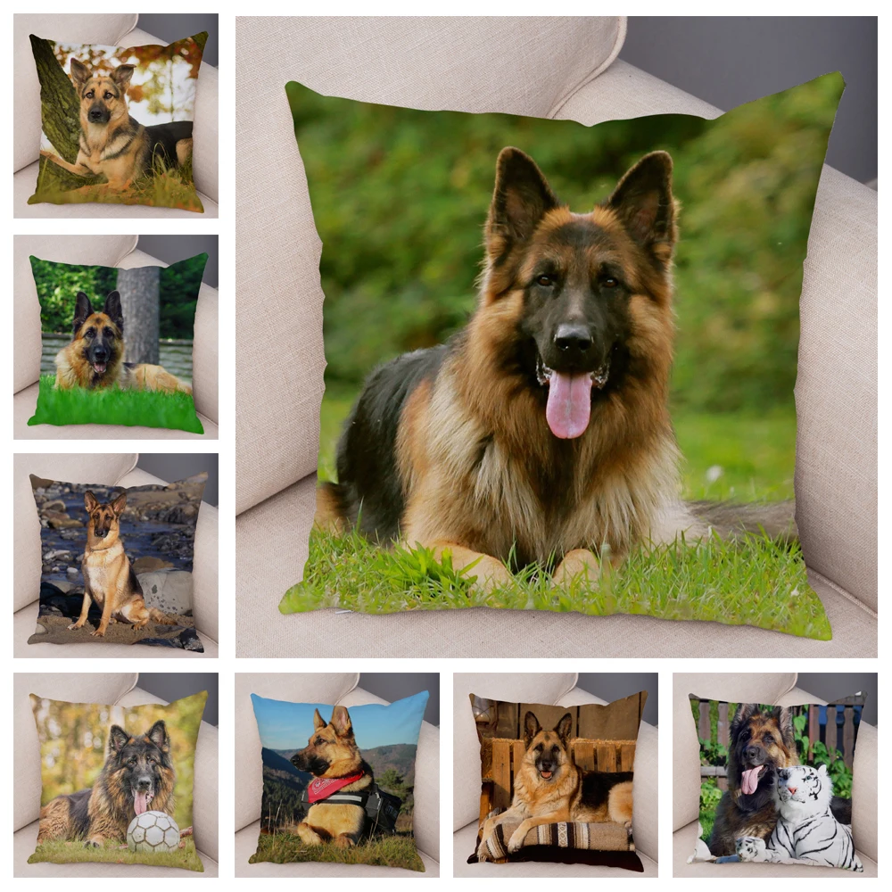 

Super Soft Short Plush German Shepherd Dog Pillow Case Covers Cushion Cover for Sofa Home Decor Pet Animal Pillowcase 45*45cm