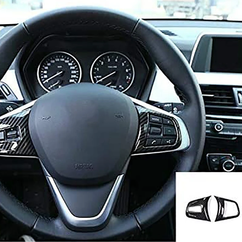 

for 2 Series 218I F45 F46 X1 F48 -2019 Car Carbon Fiber Steering Wheel Button Cover Trim Decor for X2 F47 2019
