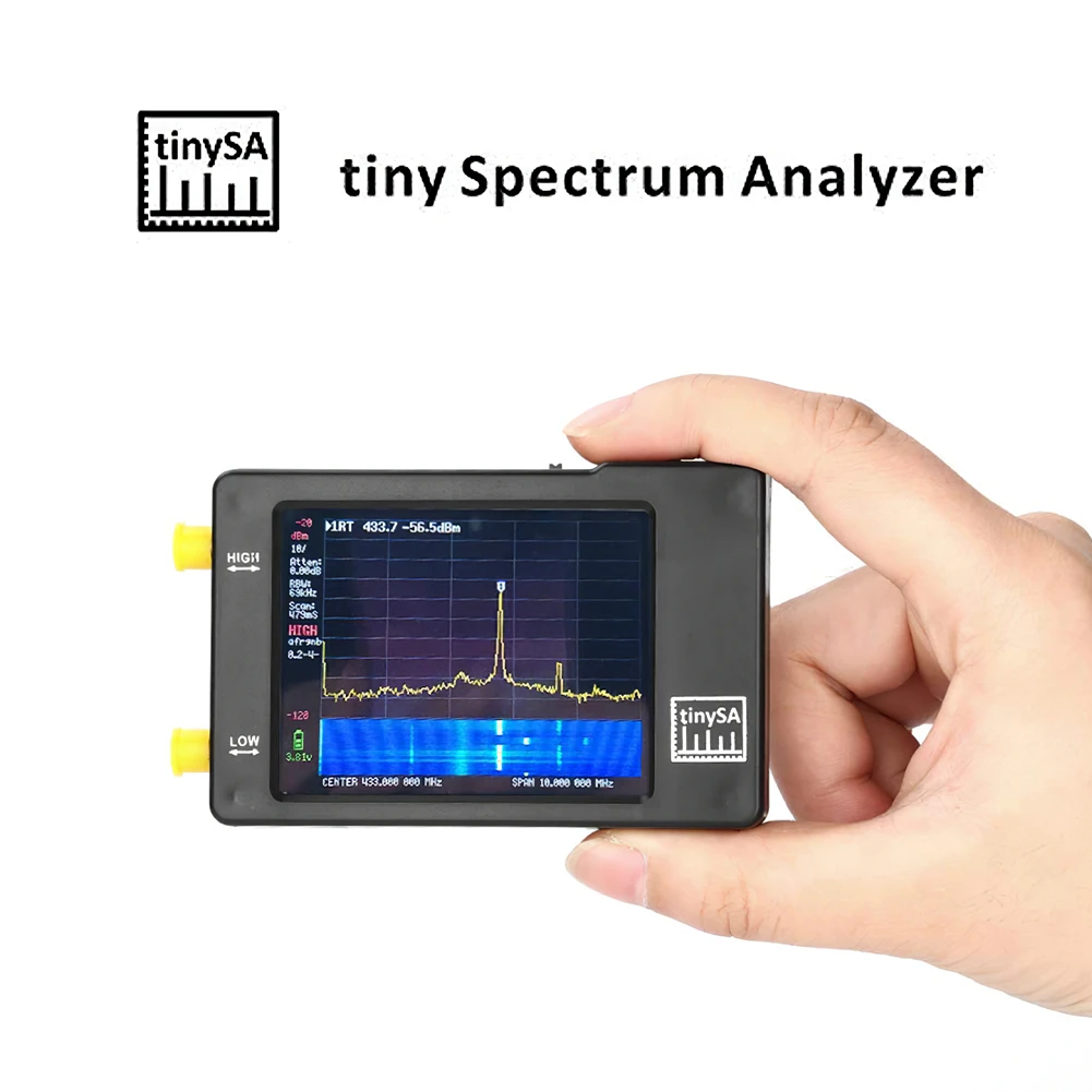 

Spectrum analyzer Hand Held TinySA 2.8 Inch 100kHz to 960MHz Black Interphone Measurement Spectrum Analyzer