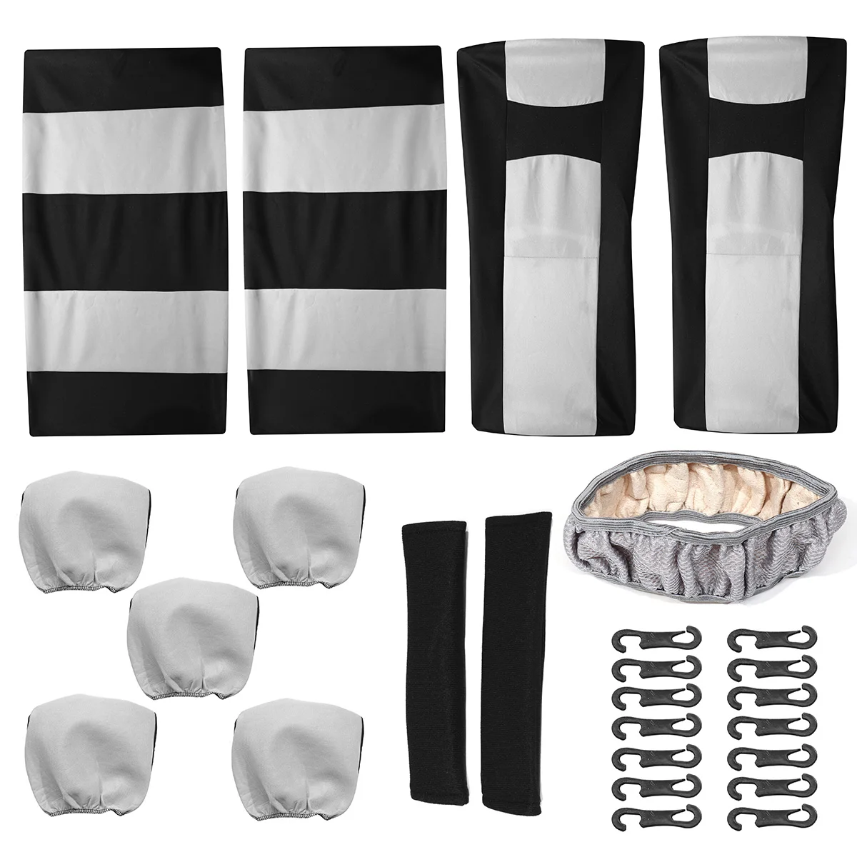 

12PCS Universal Vehicle Car Seat Cover with Headrest Steering Wheel Car Seat Protector Compatible Fit Most Car For SUV for Truck