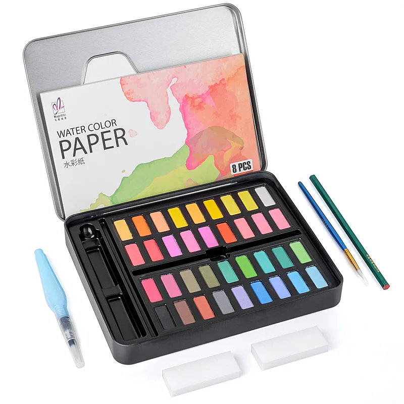 Профессиональный твердый телефон 36 цветов художественный набор с акварельной