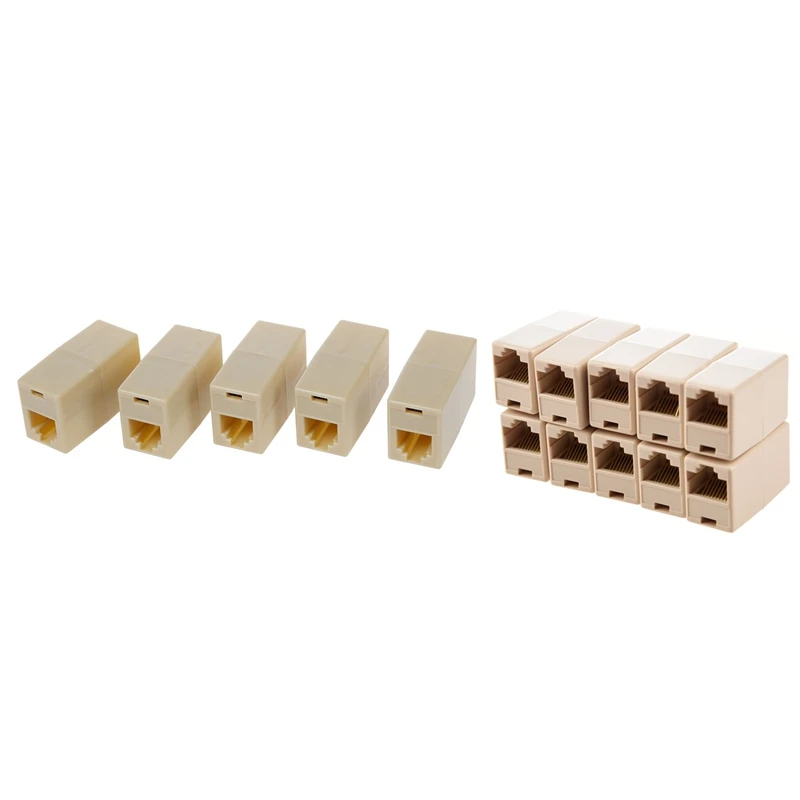 10 шт. Rj45 Cat5 муфты-столярные-половые смены и 5 бежевый пластик Rj11 6P4C женский/женский