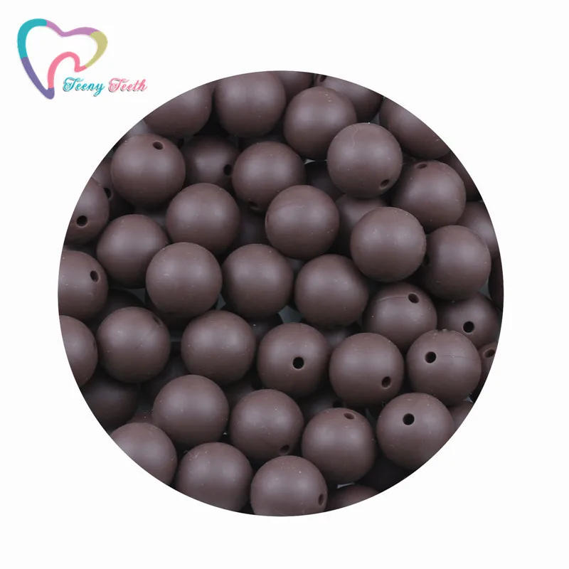 Chocolate Brown Маленькие зубы 10 шт. шоколадный коричневый силикон 12-15 мм бусины, прорезыватель экологически чистые BPA Бесплатно Детские Прорезыватели пустышки цепи бусины - Цвет: Chocolate Brown