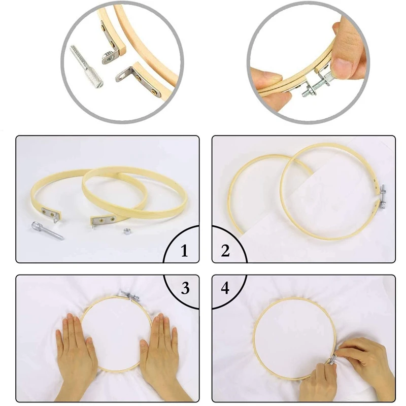 

Embroidery Hoops,6 Pcs Cross Stitch Hoop Sets,Embroidery Frame with 30 Pcs Embroidery Needle Cross Stitch Tool