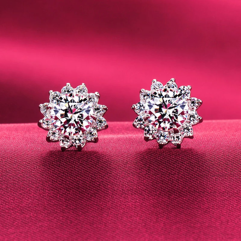 

Fashion Luxury Lab Diamond Stud Earring Real 925 sterling silver Engagement Wedding Earrings for Women Charm Party Jewelry Gift
