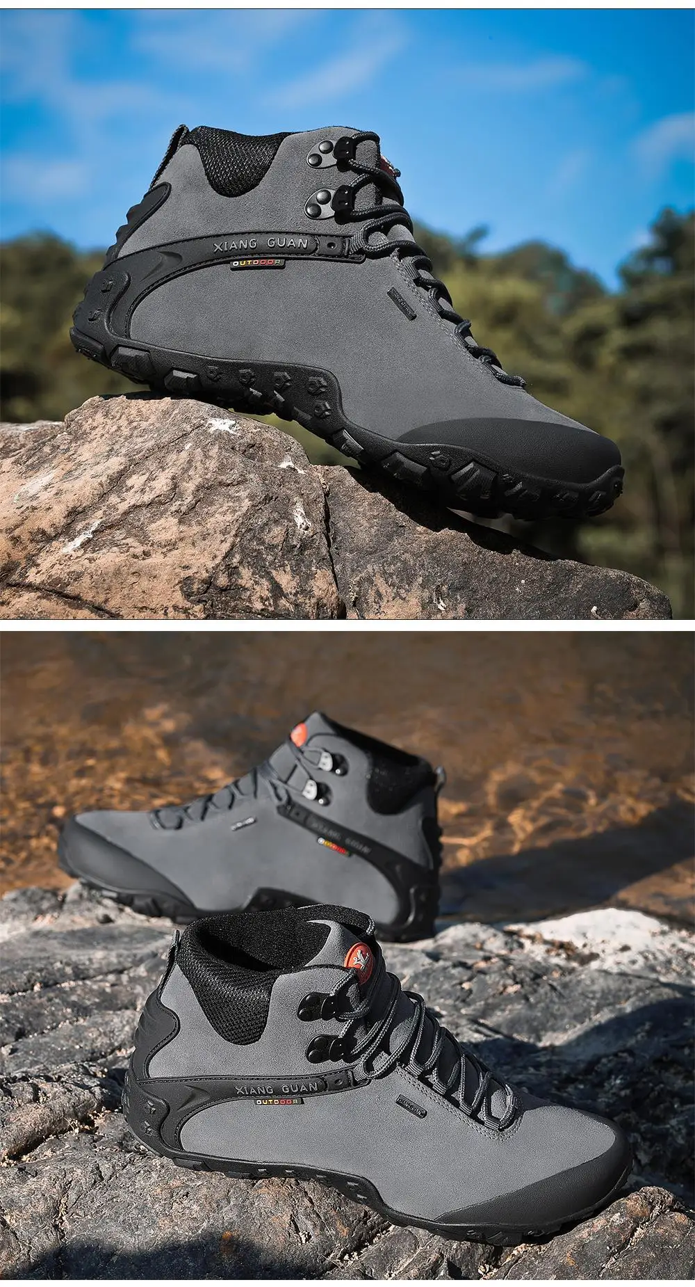 XIANG GUAN Men Hiking Shoes Male Waterproof Trekking Boots Outdoor Jogging Sneakers Tactical Trainers Climbing Mountain Shoes