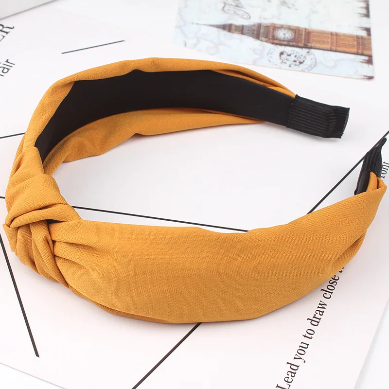 

Simplicity Solid color Headband Women Hair Accessories Knotted Hair Band ladies Broadside Hair Hoop FG070