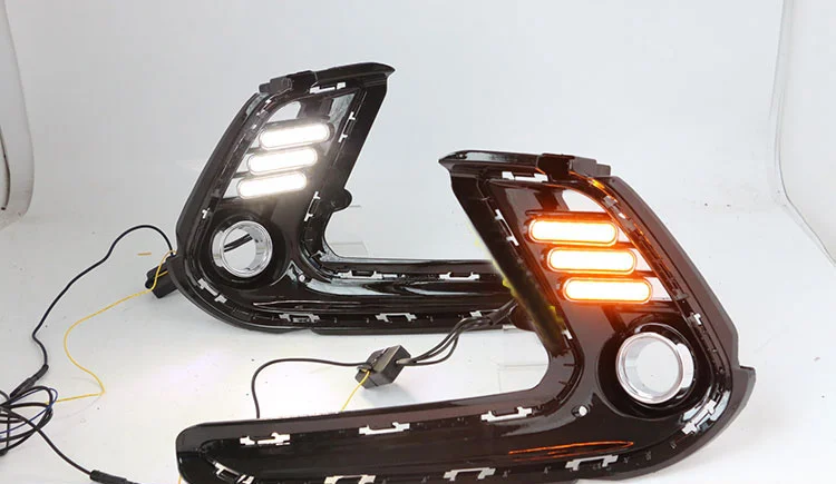 

Eosuns Led Drl Daytime Running Light for Hyundai Elantra 2016-2018 with Dynamic Moving Yellow Turn Signal and Blue Night Light