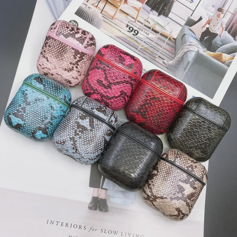 Airpods чехол из искусственной кожи гарнитура Набор Apple Bluetooth змея Бизнес