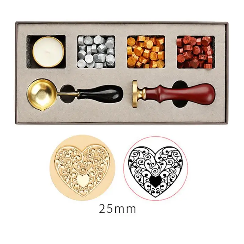 Stamps Wax Seal Box Kit Evening Wedding Invitation Decorative Dipping Pot Set Stamping Plates Melt Packaging Craft Supplies | Дом и сад