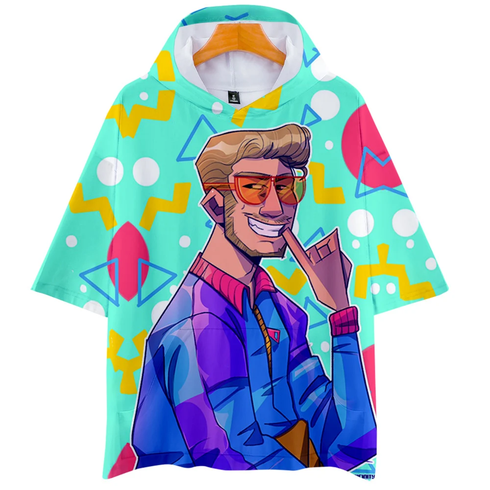 Футболка мужская оверсайз с капюшоном и коротким рукавом в стиле Харадзюку |