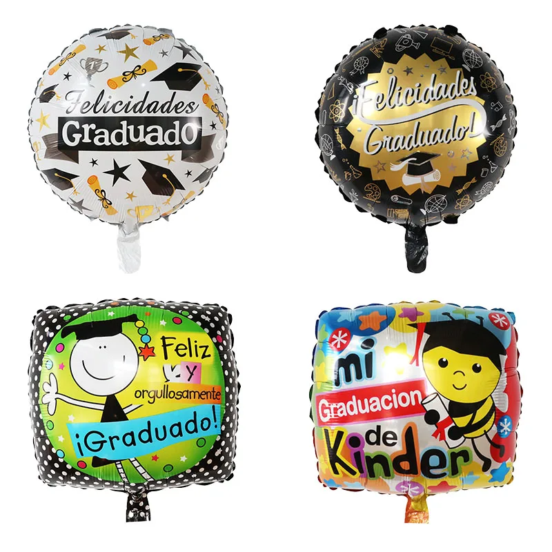 

50Pcs Spanish Congratulations Graduate Balloons 18Inch Square Round Air Globos Graduation Party Decorations Kids Toys Baby Gifts