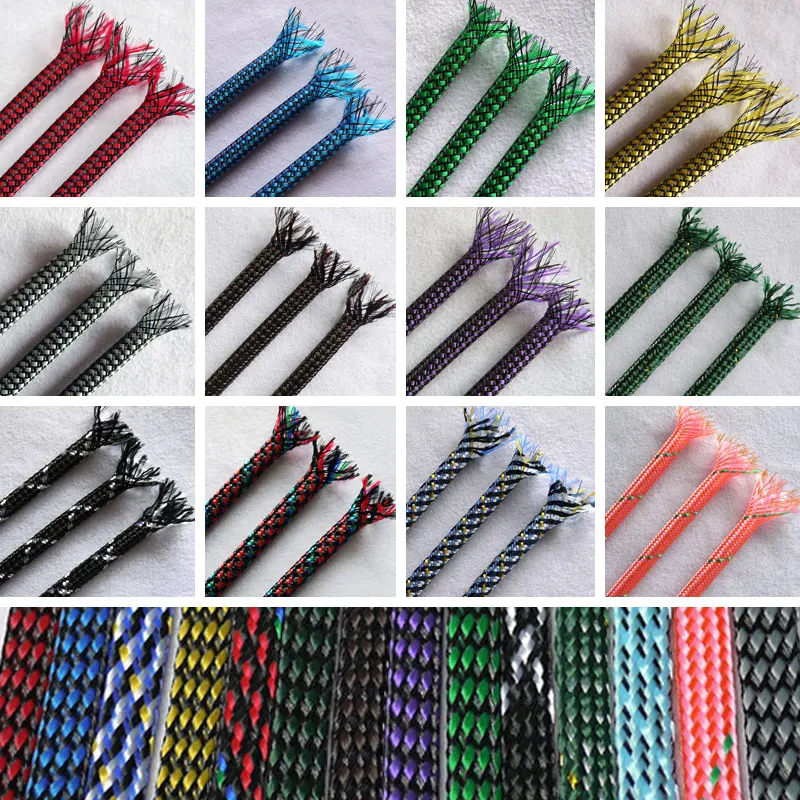 

8meter Cable Sleeves 12mm Cotton yarn Braid Wire Protecting PP+ PET Nylon Cable Sleeve wire mesh shock for cable sets