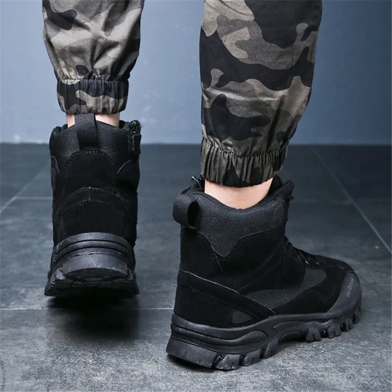 

2019 New Winter Men Boots Ankle Rubber Military Combat Boots Men Sneakers Casual Shoes Outdoor Work Safety Boots Man