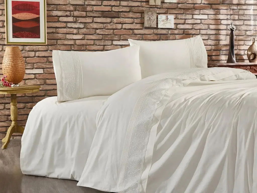

French Laced Heart Garden Double Personality Duvet cover set Cream