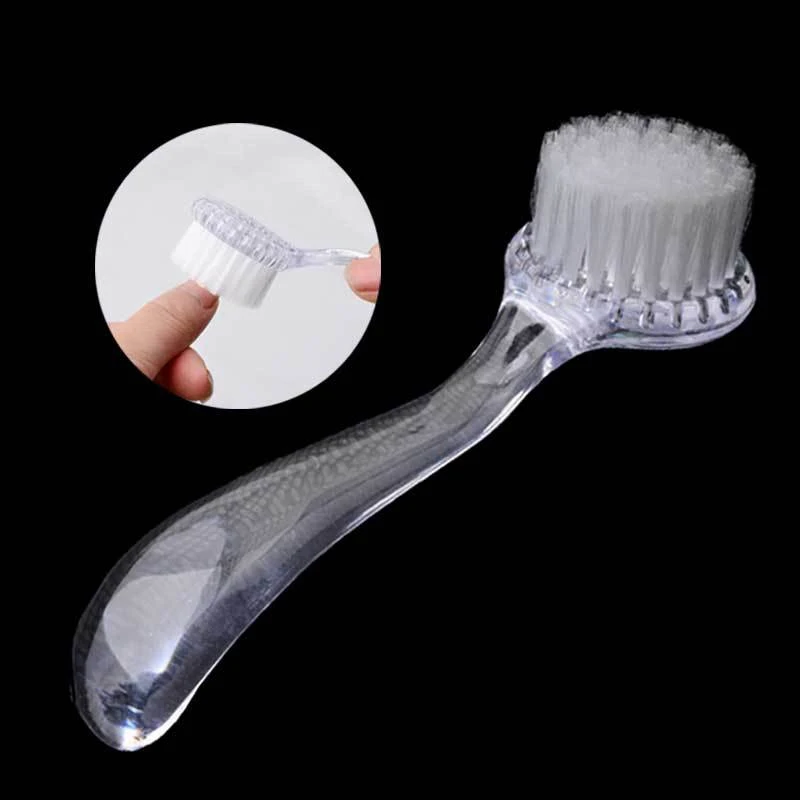 

1Pcs Make Up Washing Nail Art Dust Round Head Powder Clean Brush Cap Plastic Nail Brush Pedicure Manicure Tools Random Color