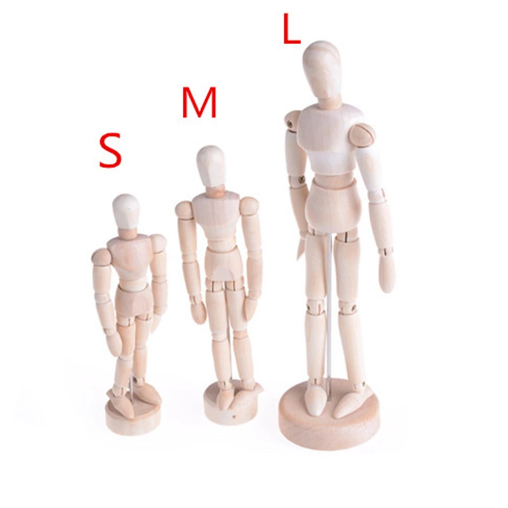 

3 Sizes 4.5''/5.5'' 8" Drawing Model Wooden Human Male Manikin Jointed Mannequin Puppet 1PCS