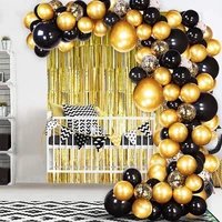 115pcslot black gold balloons gold tinsel curtain black gold balloons birthday garland for wedding birthday party supplies deco