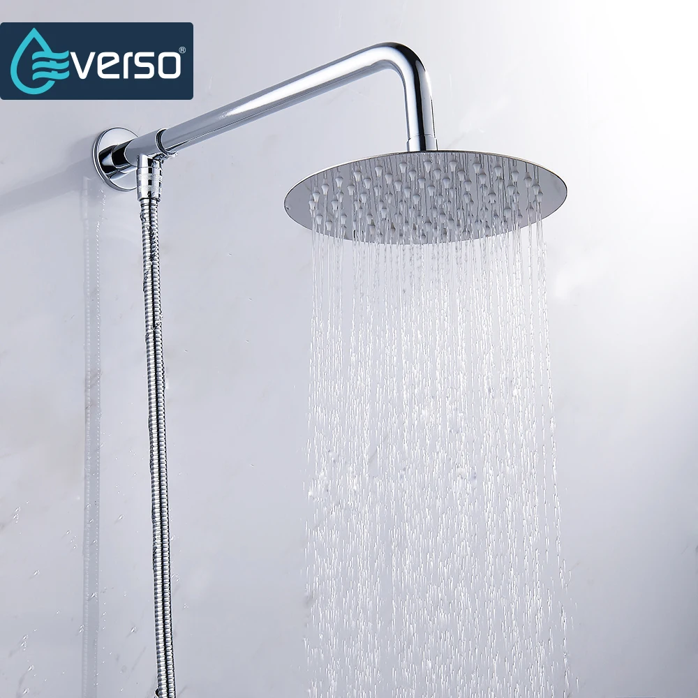 

Everso 12/10/8/6/4 inch Stainless Steel Ultra-thin Waterfall Shower heads Rainfall Shower Head Rain Shower Square Round