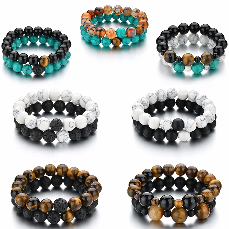 Мода браслеты с бусинами из натурального камня унисекс ювелирные изделия 6/12 мм