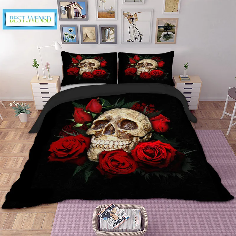 Постельное белье Хэллоуин подарки с черепами постельные принадлежности 3D Роза
