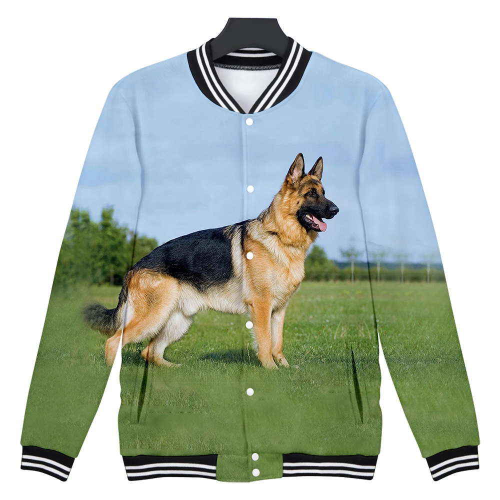 3D куртка немецкая овчарка бейсбольная для мужчин/женщин Осень/Зима Повседневная