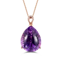 new european and american luxury high end purple color drop shaped large gemstone pendant women fashion clavicle chain