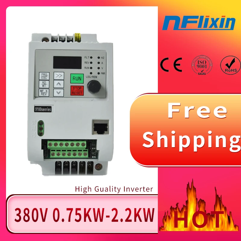 

AC 380V 2.2kw 4kw 3 phase input frequency inverter drives for motor Speed Control 50HZ 60HZ AC DC frequency converter VFD